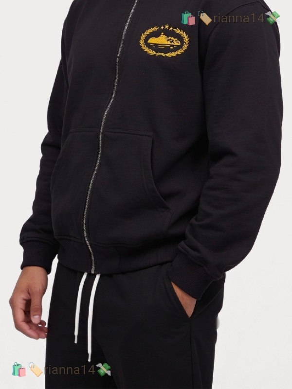 Sweat à capuche Corteiz Royale Zip - Negro y Gris – Lien Hacoo · photo 2