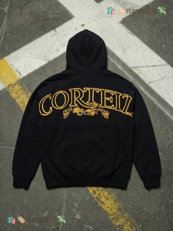 Sweat à capuche Corteiz Royale Zip - Negro y Gris – Lien Hacoo · photo 3