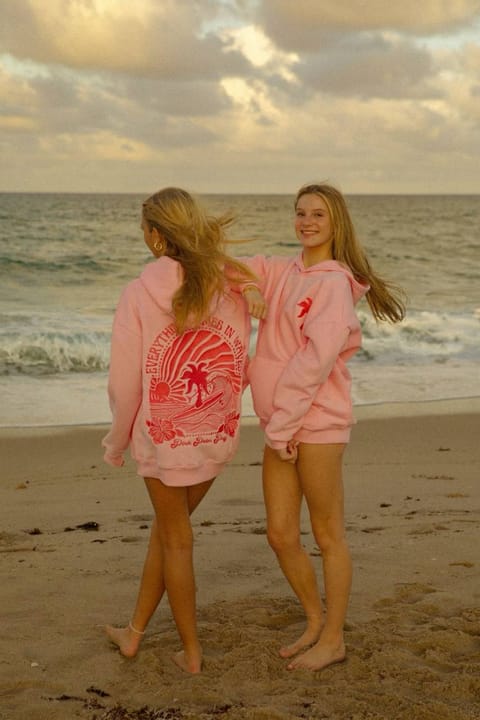 Sweat à capuche Pink Palm Puff – Lien Hacoo
